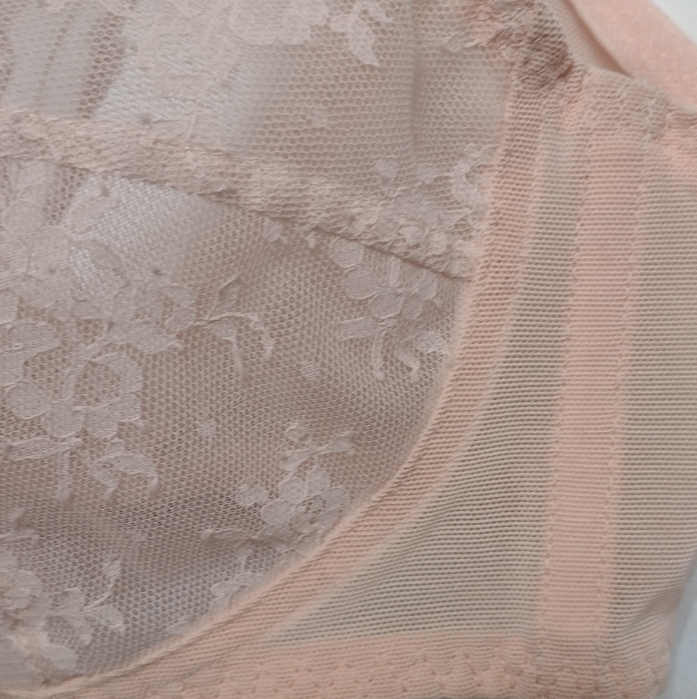 Vintage 1940s French Scandale Brayette Peach Lace Bullet Bra 34B Cup - Picture 7 of 11